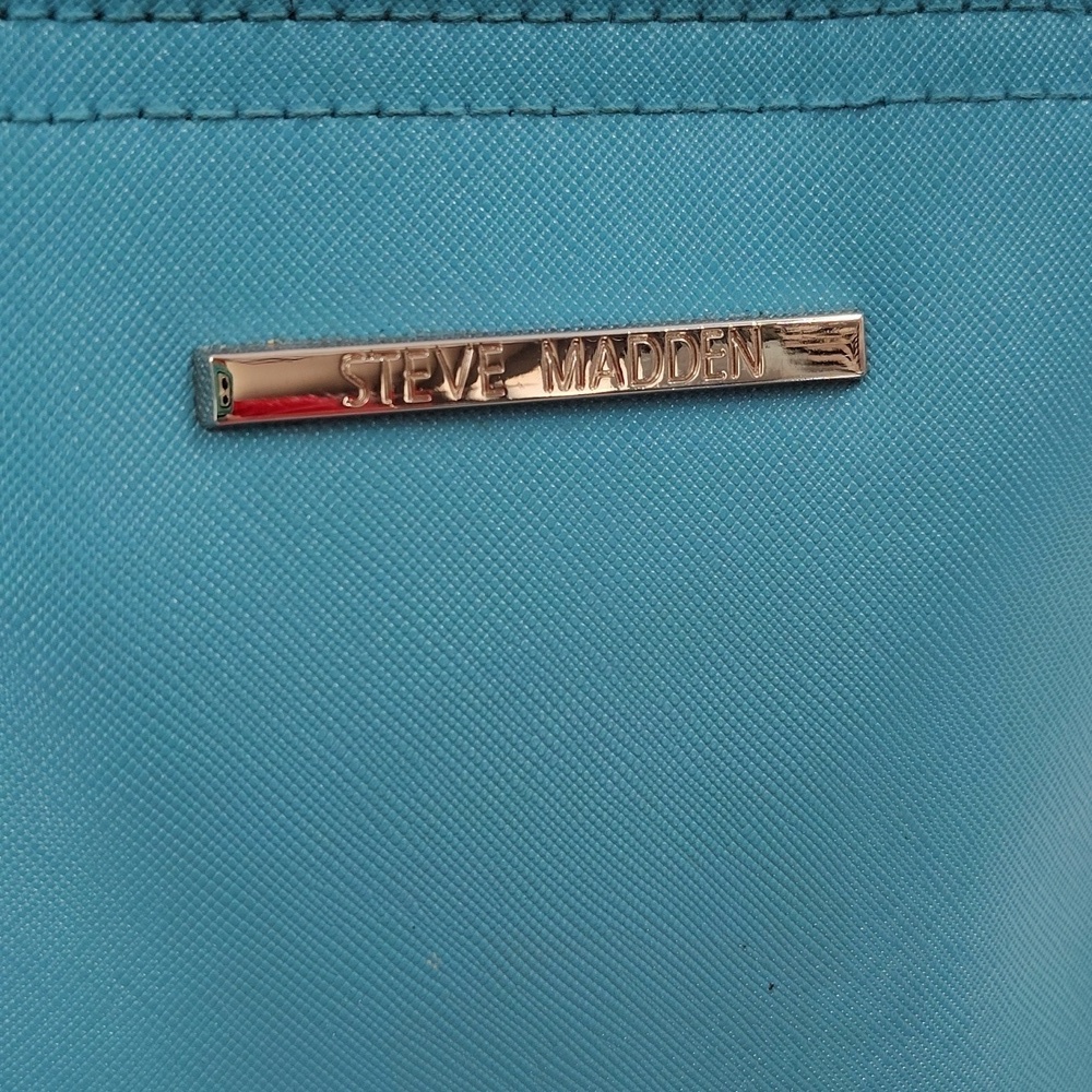 Steve Madden Teal Blue Zip Top Partial Chain Strap Crossbody Bag - Picture 2 of 9